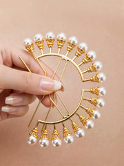 Vintage U-Shaped Pearl Hair Stick Ancient Style Floral Clip