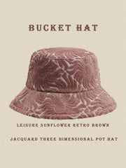 1pc Casual Sunwave Polyester Seashell Jacquard Decor Bucket Hat