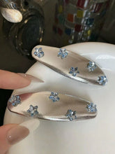 2pcs Street Style Blue Rhinestone Star Silver Hair Clips