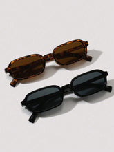 2pcs Casual Rectangular Sunglasses Set For Beach Travel
