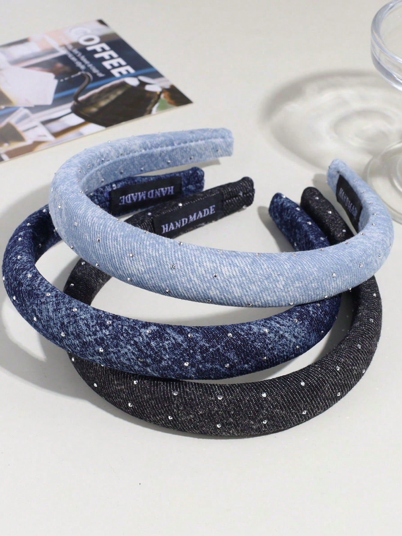 3pcs Elegant Denim Rhinestone Headbands Suitable For Daily Wear Hairband - www.thetreasurebox.me