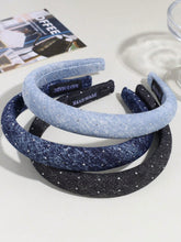 3pcs Elegant Denim Rhinestone Headbands Suitable For Daily Wear Hairband - www.thetreasurebox.me