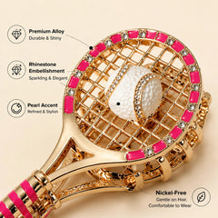 1PC New Creative Tennis Racket Shaped Metal Women's Hair Claw - www.thetreasurebox.me