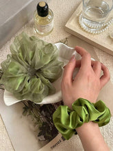 2Pcs Apple Green Large Scrunchies Premium Mesh Hair Ties