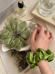 2Pcs Apple Green Large Scrunchies Premium Mesh Hair Ties