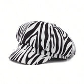 1pc 90s Vintage Animal Print Newsboy Cap