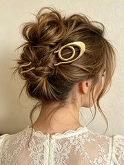 Minimalist Geometric Wave Metal U-Shaped Hair Stick Bun Holder