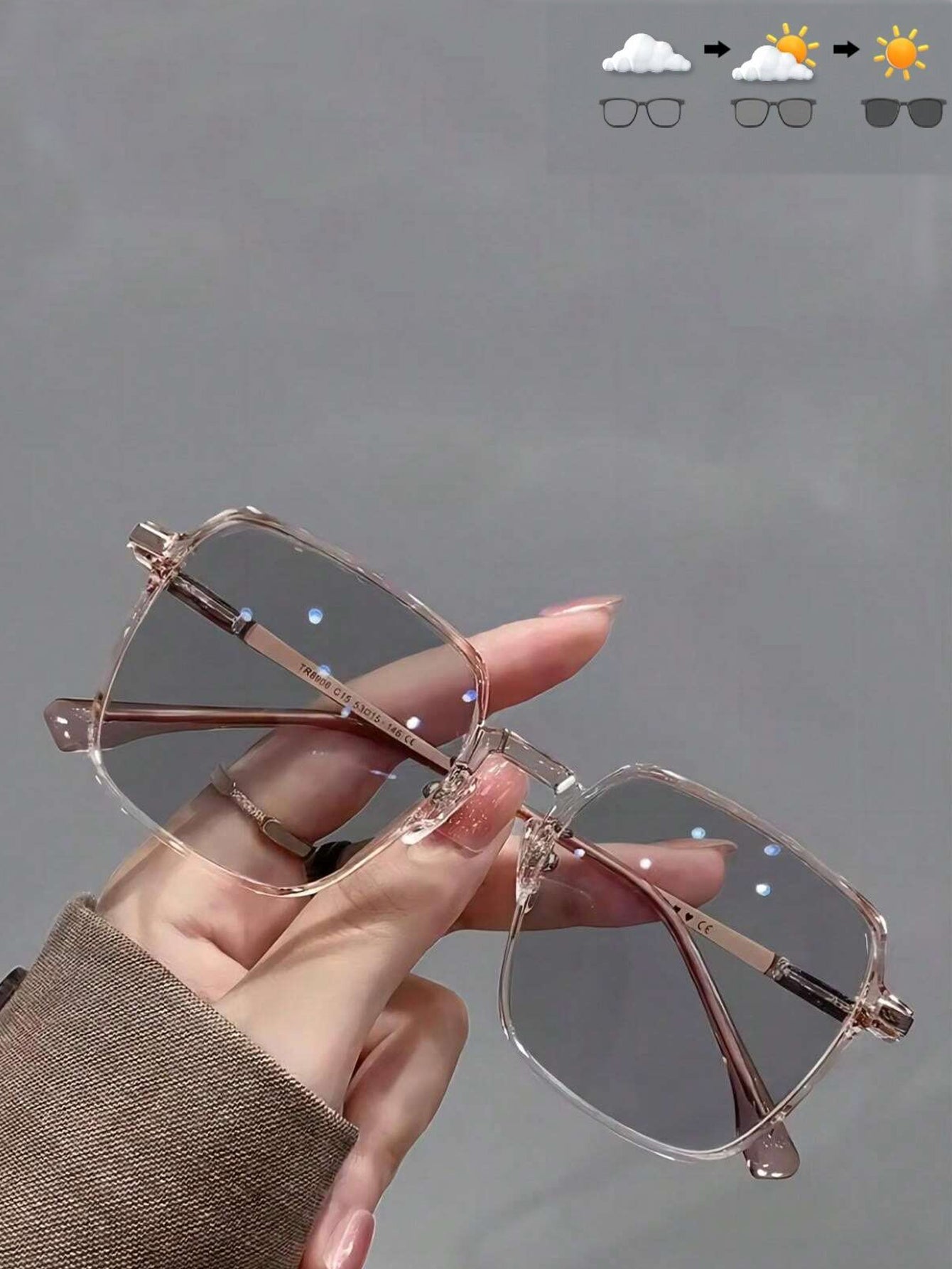 1 PC Square Photochromic Sunglasses