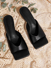 Open Toe Heeled Mules - Black
