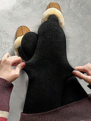 1pc Fleece Lined Warm Leggings - Black - FD ⚡