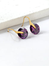 1pair Purple Zircon Decor Earrings