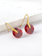 1pair Red Zirconia Decor Earrings