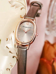 1pc Simple Cute Mini Oval Case Quartz Wristwatch