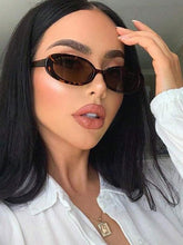 Leopard Pattern Frame Oval Sunglasses In Brown Lens