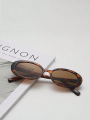 1pc Simple Frame Oval Sunglasses