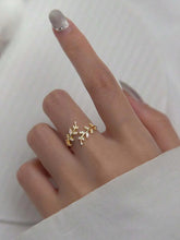 1pc Cubic Zirconia Sterling Leaves Design Ring -Gold