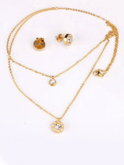 Cosmic Zircon Decor Layered Necklace & Stud Earrings Set