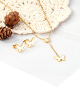 3pcs Butterfly Shaped Stainless Steel Pearl Jewelry Set
