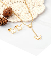 3pcs Butterfly Shaped Stainless Steel Pearl Jewelry Set