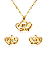 3pcs Leo Crown Charm Jewelry Set