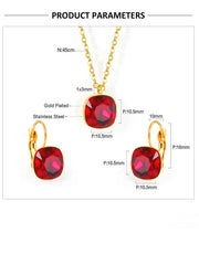 3pcs Stainless Steel Gold Necklace Earrings Jewelry Set