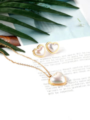 3pcs Stainless Steel Heart Pendant Necklace and Earring Set