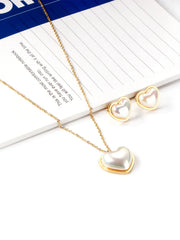 3pcs Stainless Steel Heart Pendant Necklace and Earring Set