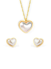 3pcs Stainless Steel Heart Pendant Necklace and Earring Set
