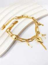 Heart Charm Clip Chain Layered Bracelet