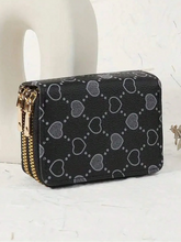 1pc Double Zipper Closure Chic Clutch Wallet