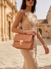Alexandra Twist Lock Flap Square Bag - Apricot