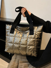 Bronze Quilted Detail Large Capacity Waterproof Tote Bag - www.thetreasurebox.me