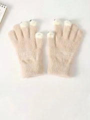 Cute Knitted Wool Gloves - Beige - FD ⚡
