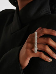 Multi-Row Rhinestone Crystal Double Finger Ring - www.thetreasurebox.me