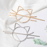 1pcs Kitty Design Hair Clip - Gold