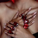 Vivi Exaggerated Red Blood Crystal Rhinestone 7pcs Rings Set
