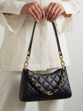 Quilted Chain Decor Baguette Bag - Black - www.thetreasurebox.me