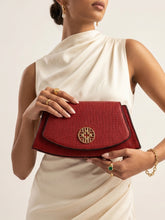 Snakeskin Pattern Flap Chain Evening Bag - Ruby Red