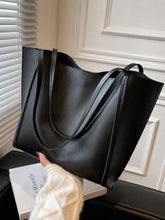 Solid Black Minimalist Large Capacity Tote Bag