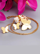 Stainless Steel Butterfly Necklace Jewelry Set