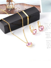 Stainless Steel Pendant Necklace Earrings Jewelry Set
