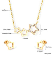 Stainless steel stud earring and necklace Jewelry Set