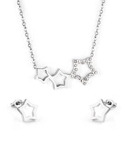 Stainless steel stud earring and necklace jewelry set