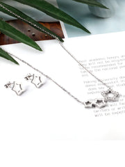 Stainless steel stud earring and necklace jewelry set