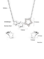 Stainless steel stud earring and necklace jewelry set