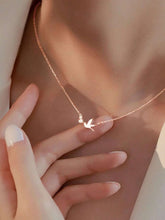 Zircon Decor Bird Charm Necklace - Rose Gold