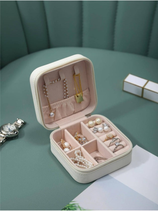 1pc Plain Jewelry Storage Box - Beige