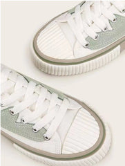 Color Block Lace-up Front Sneakers - White & Green - www.thetreasurebox.me
