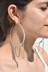 Roma Earrings - Rhinestone Stack Detail Large Hoops