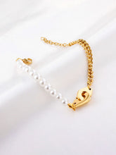Pearl Decor Cuff Charm Chain Bracelet